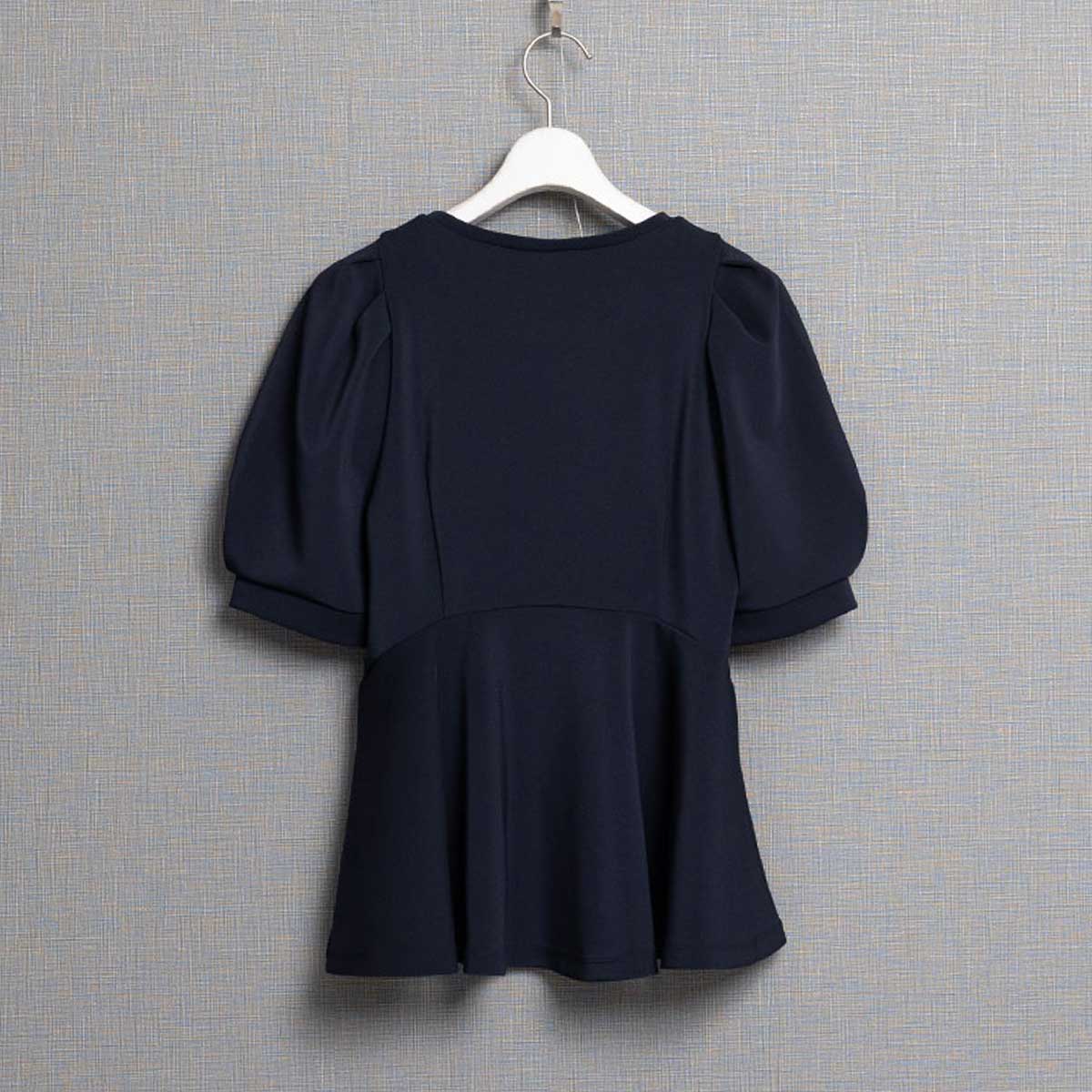 C-BL-78「Drape knit」Peplum tops NAVY