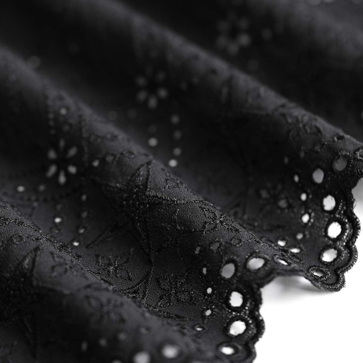 C-BL-85 『Stella scallop』 French sleeve blouse BLACK