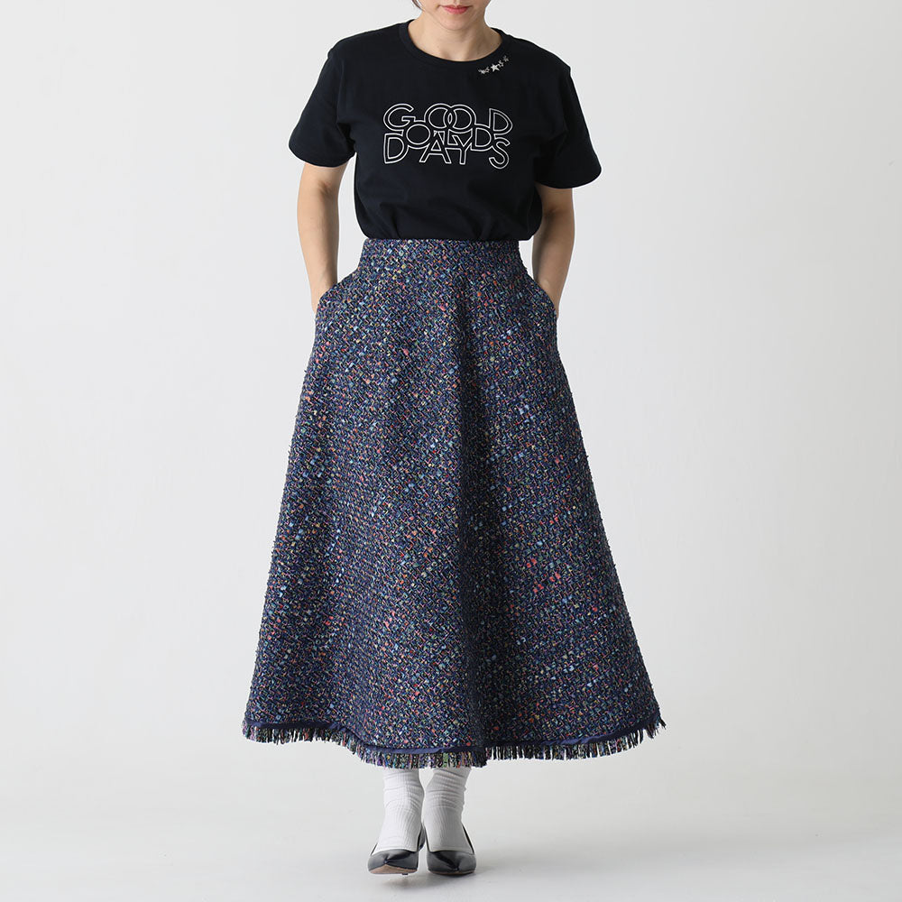 C-PT-54 “Mary jacquard” Easy pants BLACK×ECRU