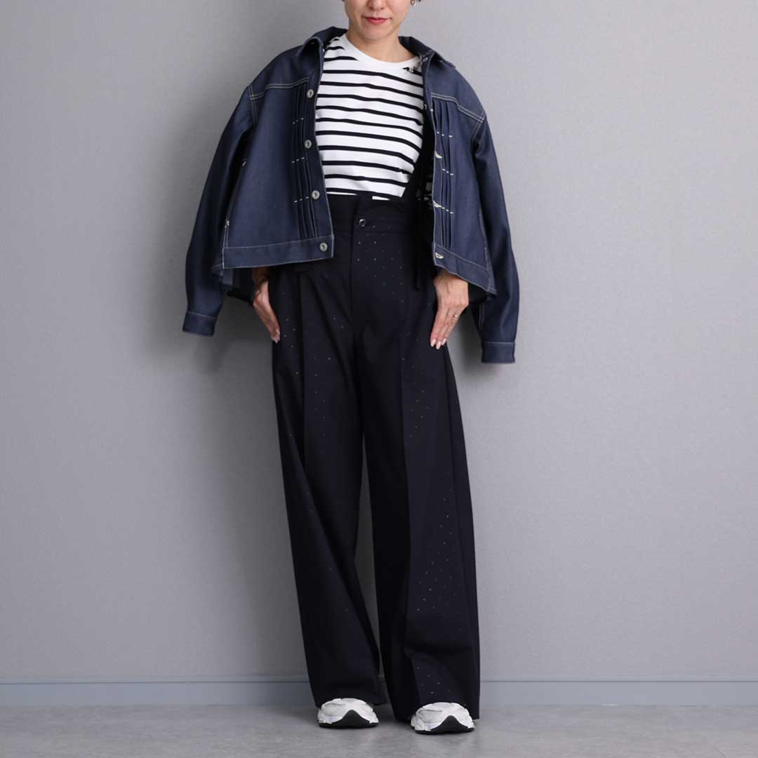C-CS-80 『Snowmelt knit』 French sleeve tops WHITE×NAVY