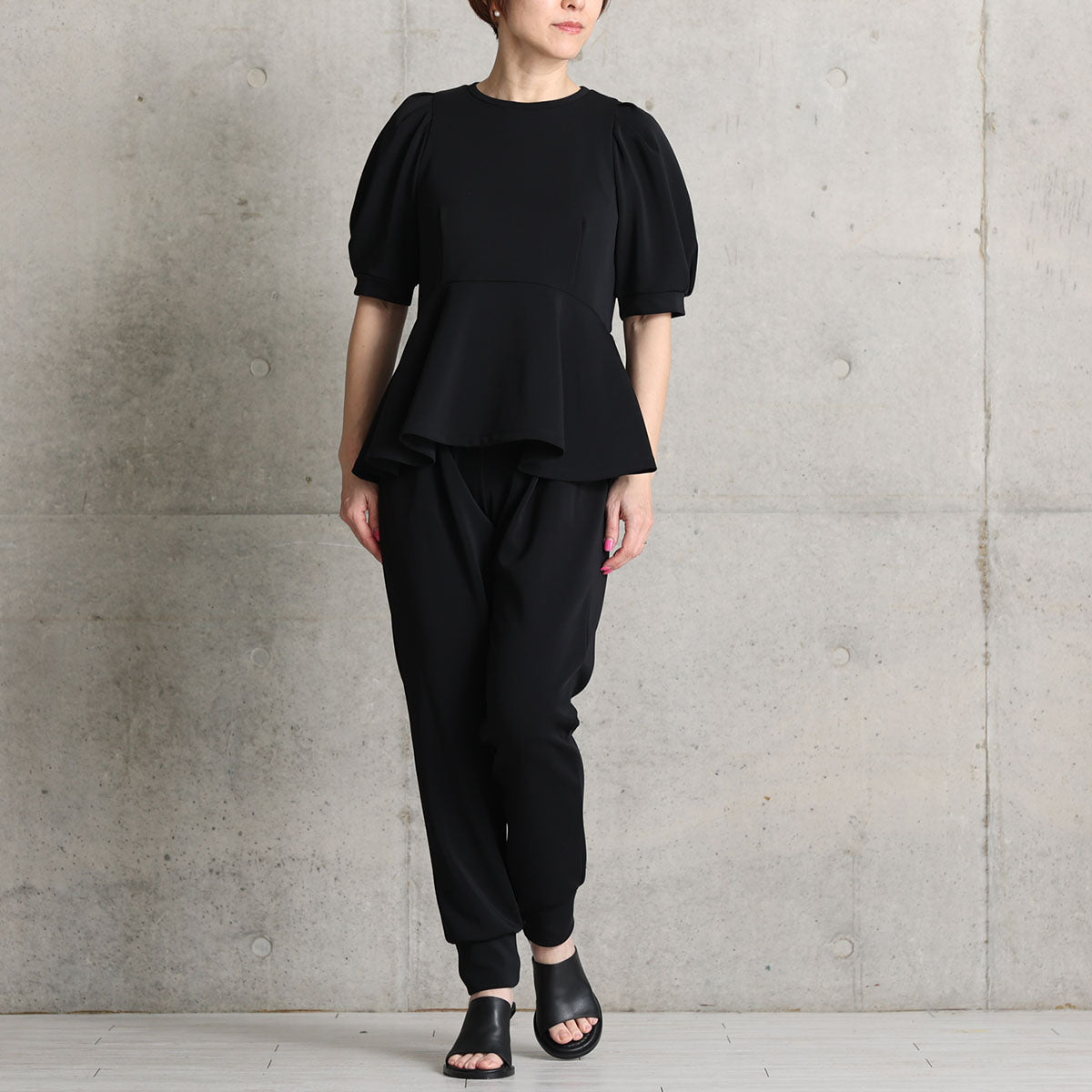 C-PT-51「Drape knit」Easy jogger pants BLACK