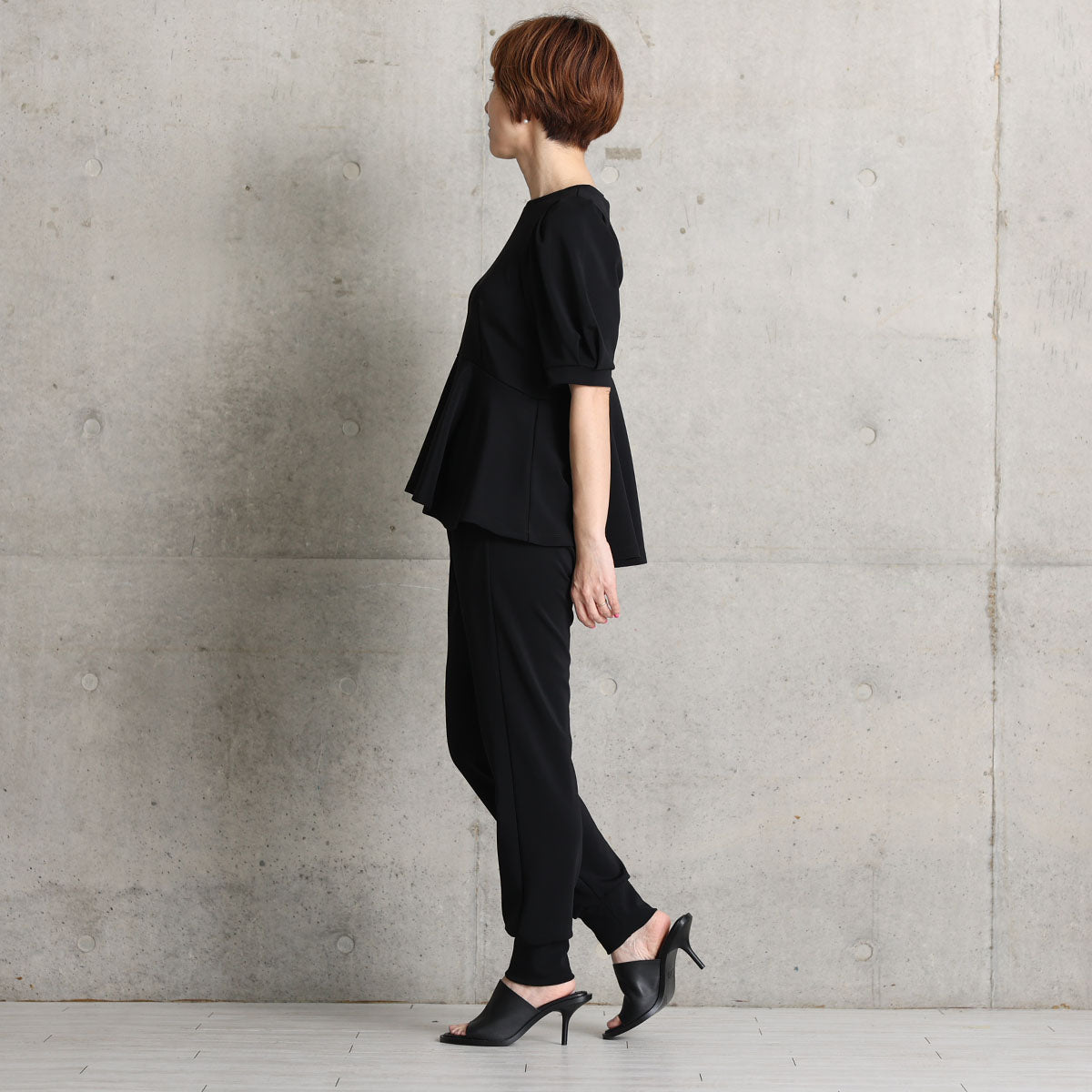 C-PT-51「Drape knit」Easy jogger pants BLACK
