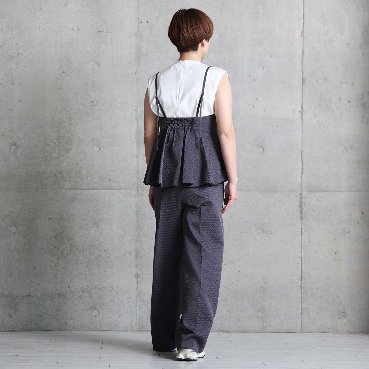 C-PT-58「Stella matelasse」 Easy wide pants C-GRAY