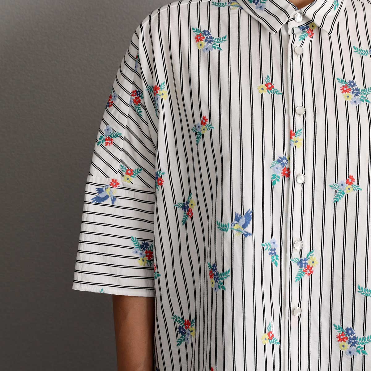 C-SH-06 『Robin stripe』 Relax shirts WHITE