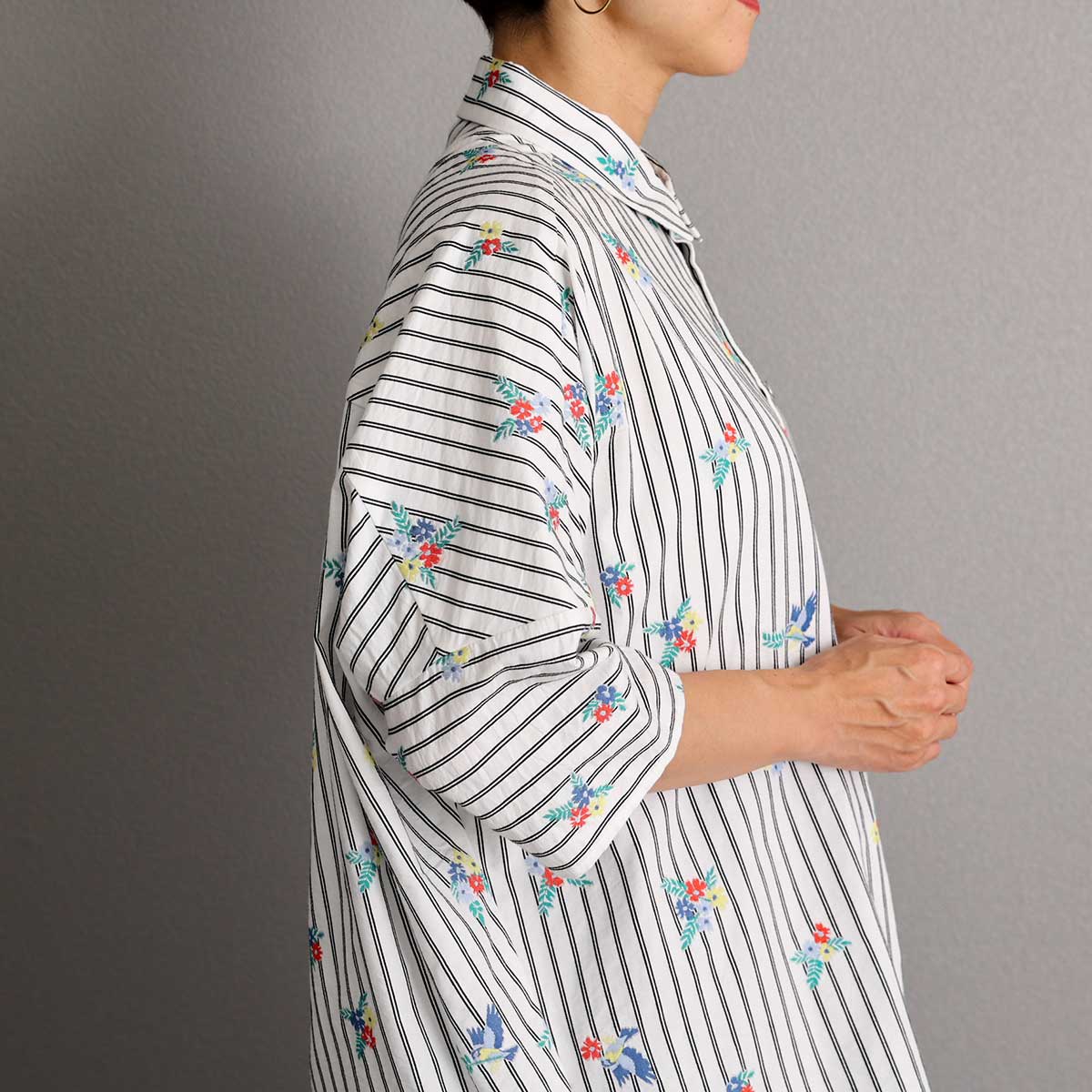 C-SH-06 『Robin stripe』 Relax shirts WHITE