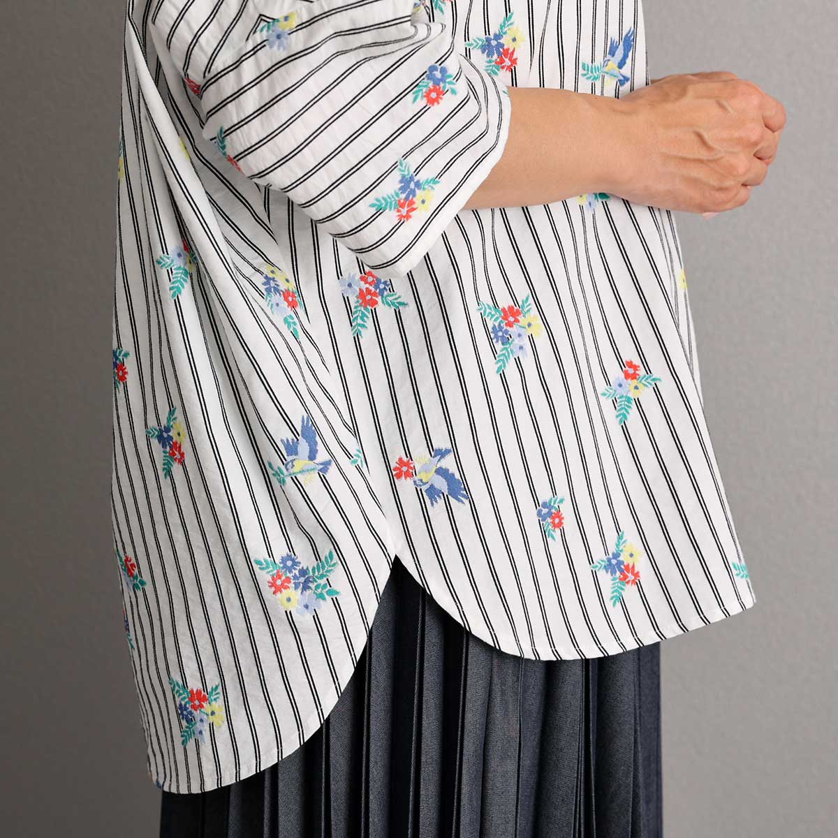 C-SH-06 『Robin stripe』 Relax shirts WHITE