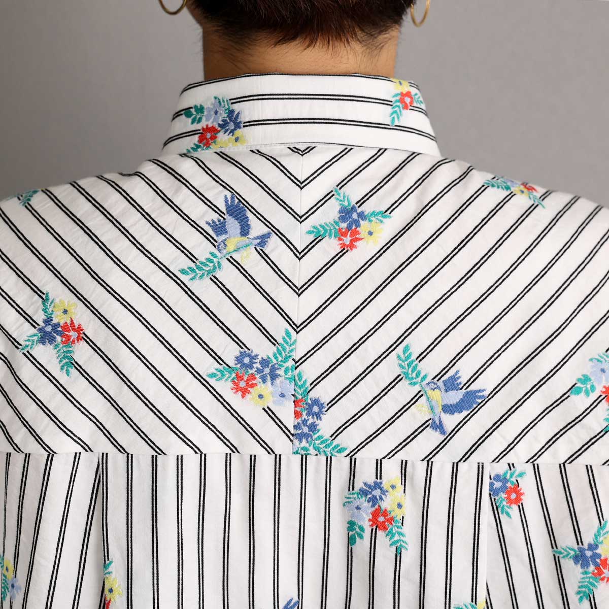 C-SH-06 『Robin stripe』 Relax shirts WHITE