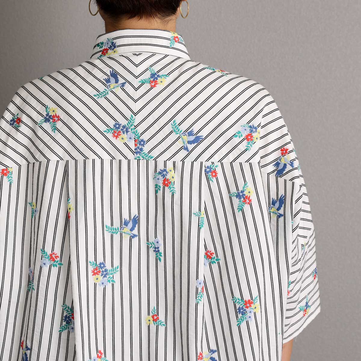 C-SH-06 『Robin stripe』 Relax shirts WHITE
