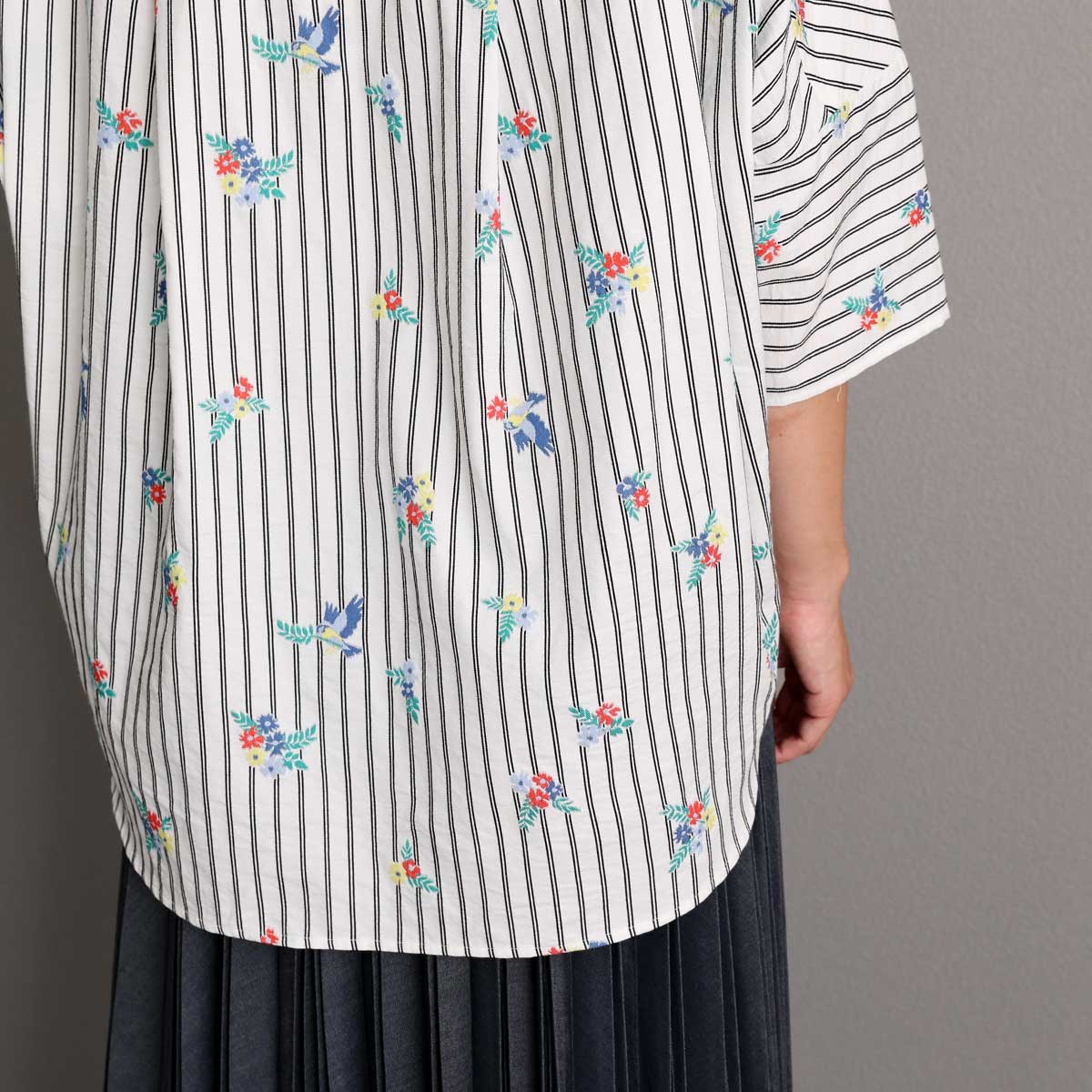 C-SH-06 『Robin stripe』 Relax shirts WHITE