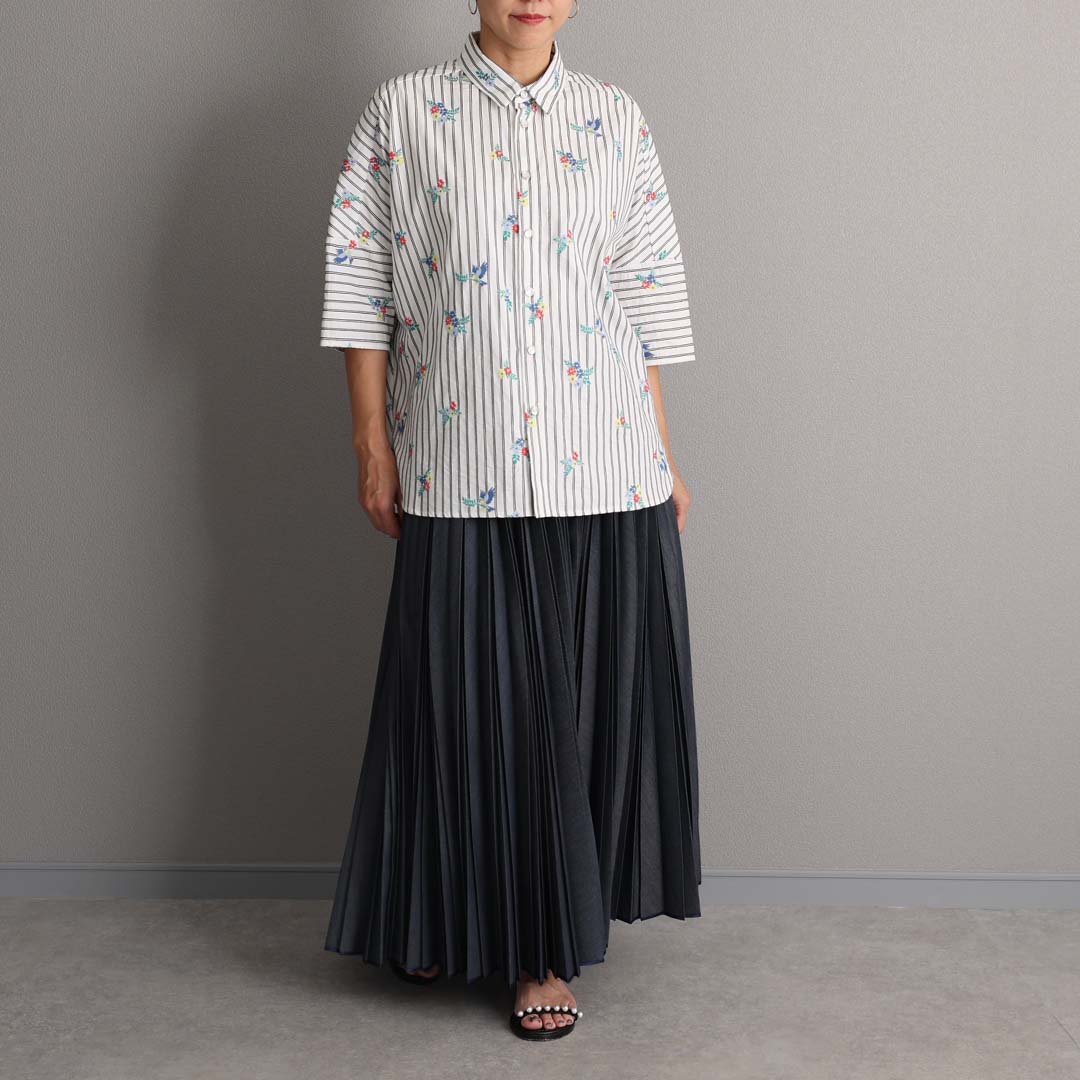 C-SH-06 『Robin stripe』 Relax shirts WHITE