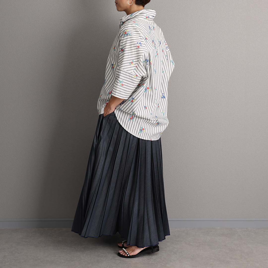 C-SH-06 『Robin stripe』 Relax shirts WHITE