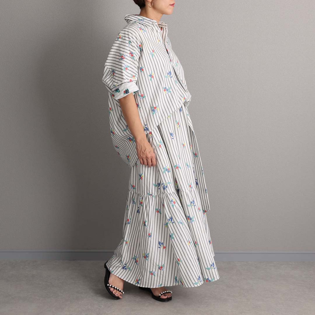 C-SH-06 『Robin stripe』 Relax shirts WHITE