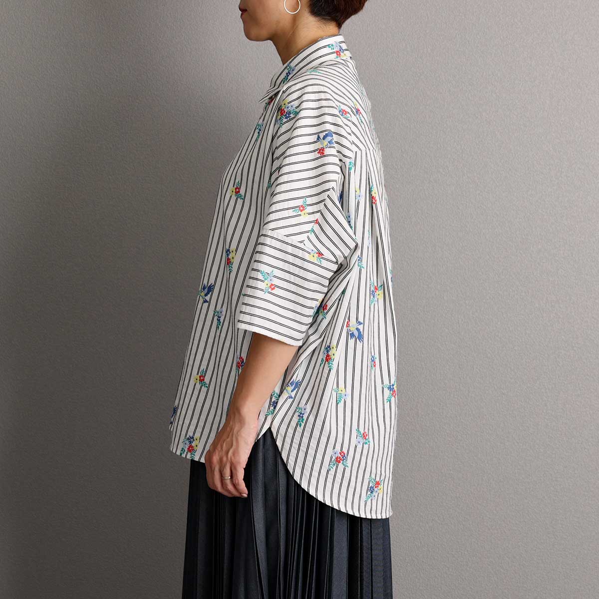 C-SH-06 『Robin stripe』 Relax shirts WHITE