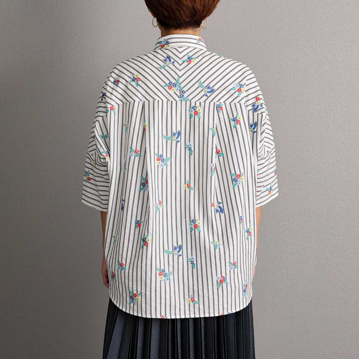 C-SH-06 『Robin stripe』 Relax shirts WHITE