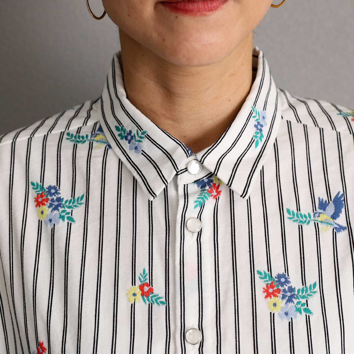 C-SH-06 『Robin stripe』 Relax shirts WHITE