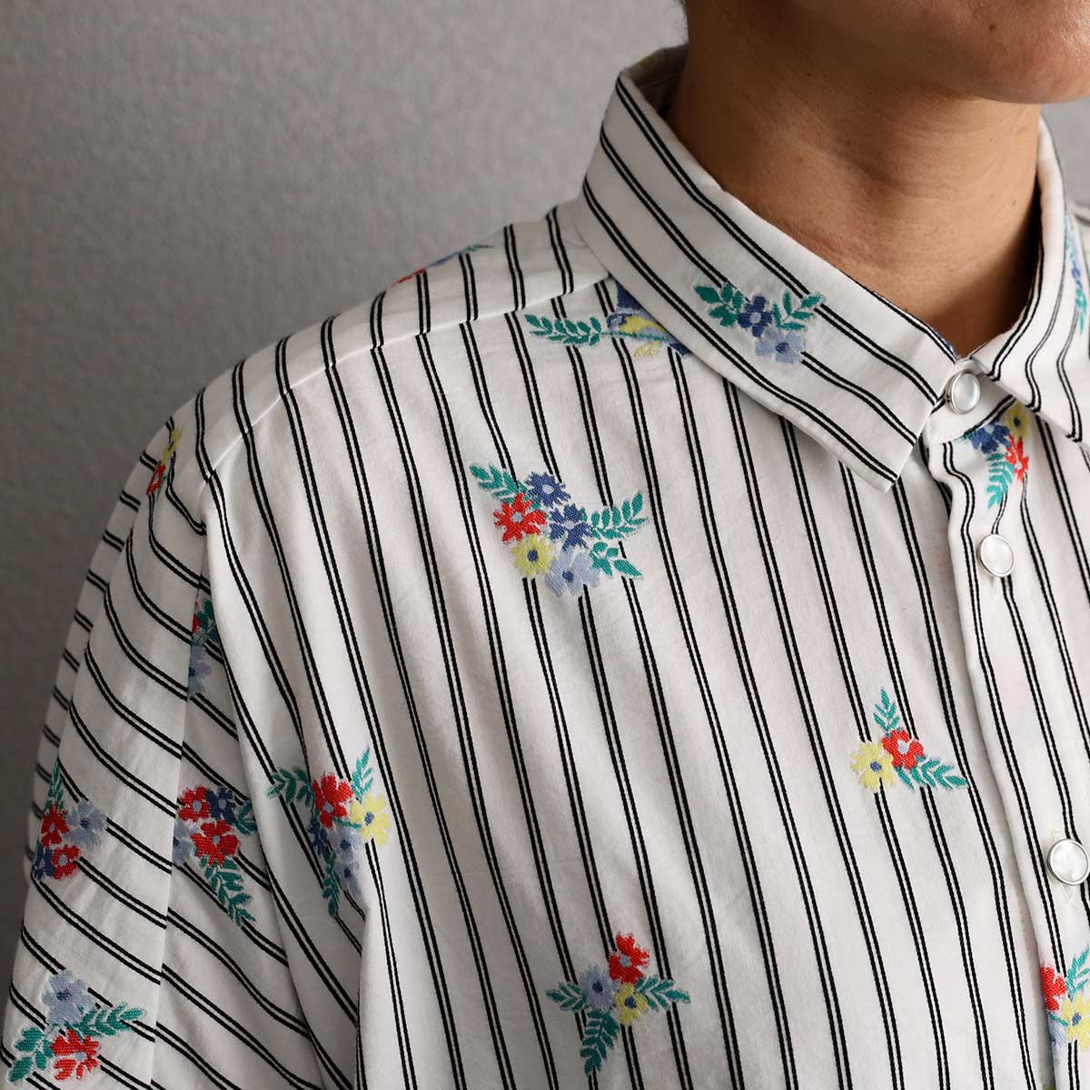 C-SH-06 『Robin stripe』 Relax shirts WHITE