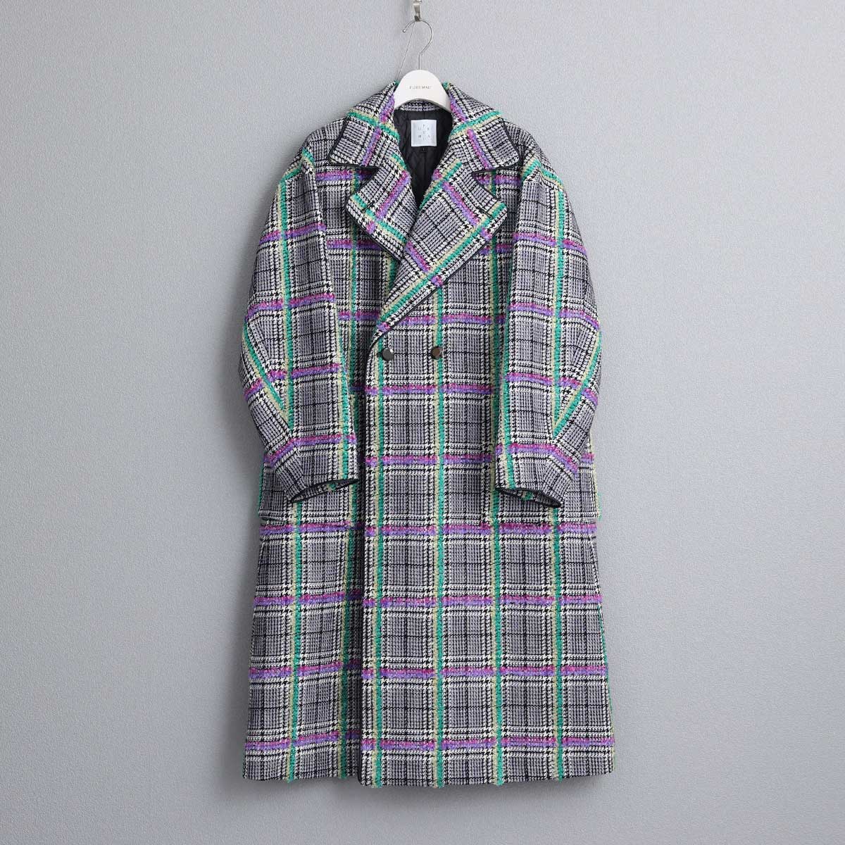 11月下旬~12月上旬お届け予定 F-JK-02 「Feather over plaid」Over chester coat