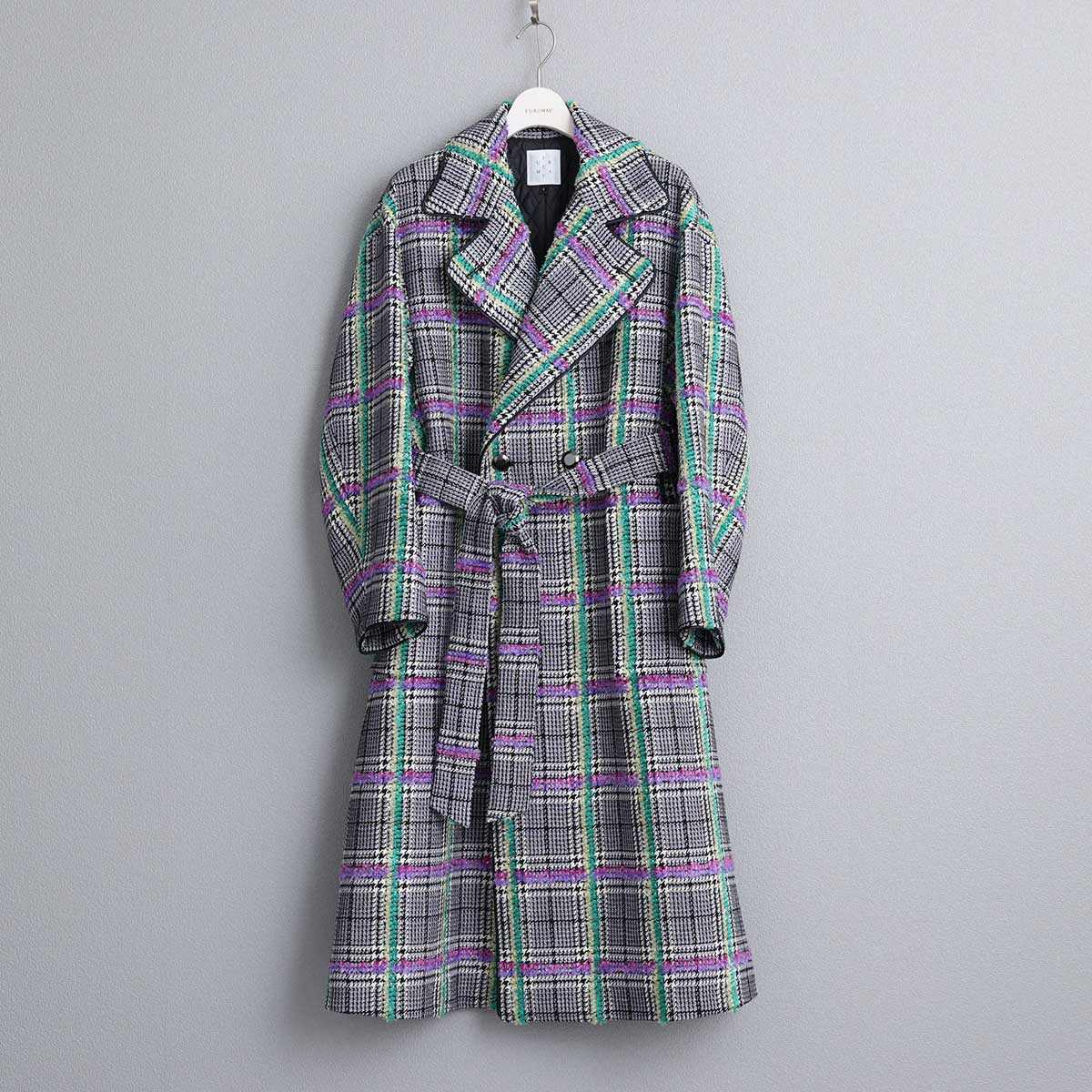 11月下旬~12月上旬お届け予定 F-JK-02 「Feather over plaid」Over chester coat