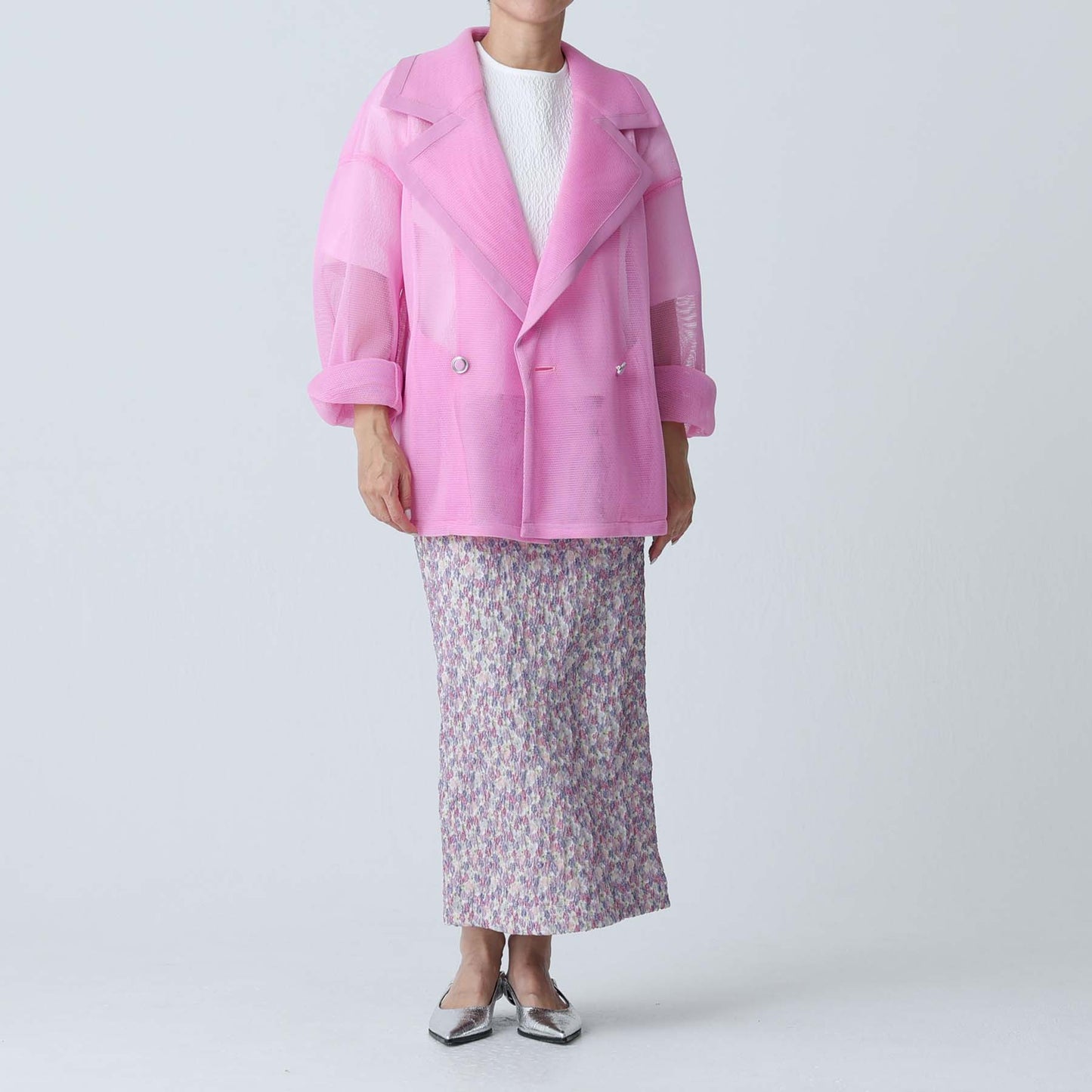 F-SK-08「Fortuna」Straight skirt WHITE MULTI