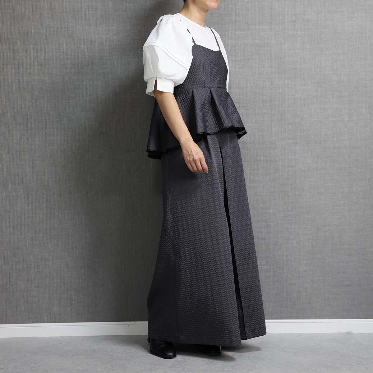 C-BL-77「Stella matelasse」Peplum camisole C-GRAY