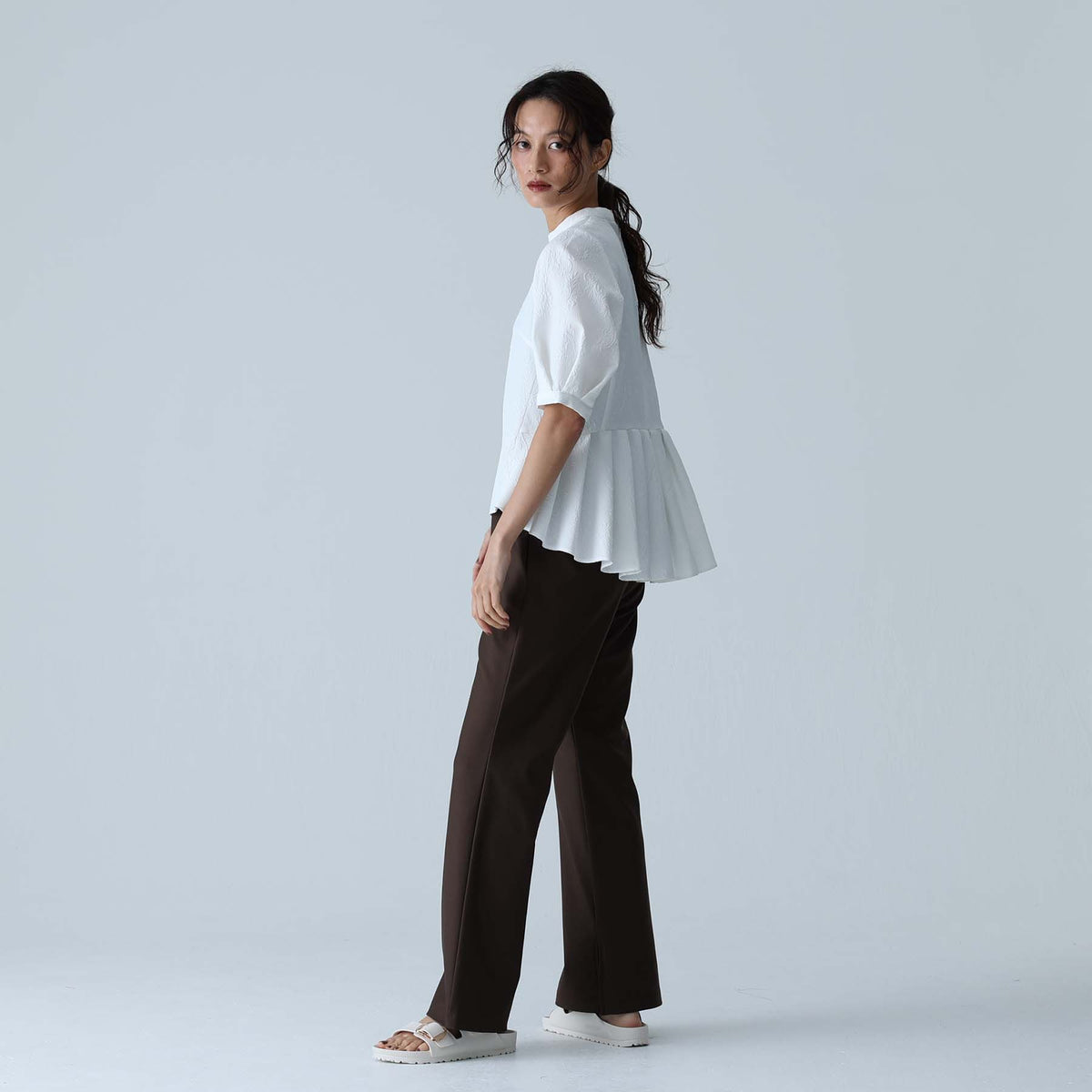 C-BL-83 Robin flower blouse WHITE