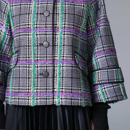 10月下旬~11月上旬お届け予定 F-JK-01 「Feather over plaid」Short blouson