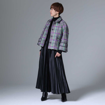 10月下旬~11月上旬お届け予定 F-JK-01 「Feather over plaid」Short blouson