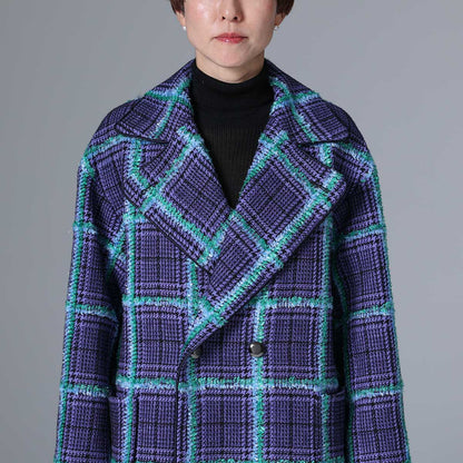 11月下旬~12月上旬お届け予定 F-JK-02 「Feather over plaid」Over chester coat