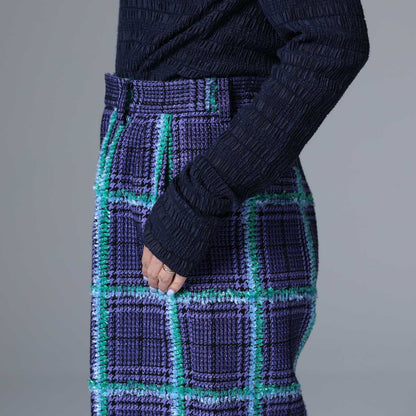 10月下旬~11月上旬お届け予定 F-PT-01 「Feather over plaid」Wide pants