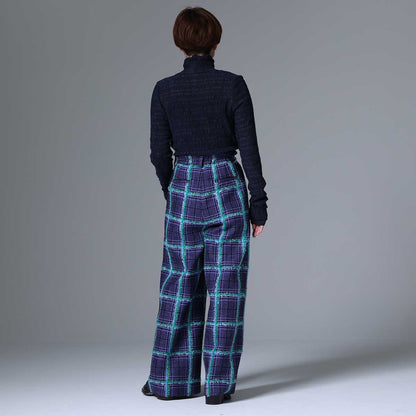 10月下旬~11月上旬お届け予定 F-PT-01 「Feather over plaid」Wide pants