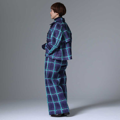10月下旬~11月上旬お届け予定 F-PT-01 「Feather over plaid」Wide pants