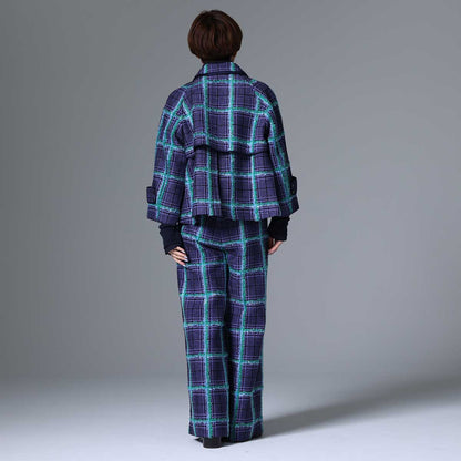 10月下旬~11月上旬お届け予定 F-PT-01 「Feather over plaid」Wide pants
