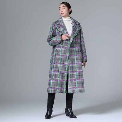 11月下旬~12月上旬お届け予定 F-JK-02 「Feather over plaid」Over chester coat