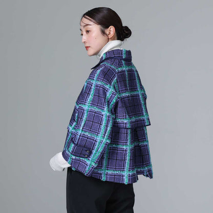10月下旬~11月上旬お届け予定 F-JK-01 「Feather over plaid」Short blouson