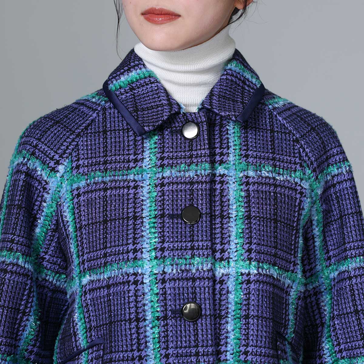 10月下旬~11月上旬お届け予定 F-JK-01 「Feather over plaid」Short blouson