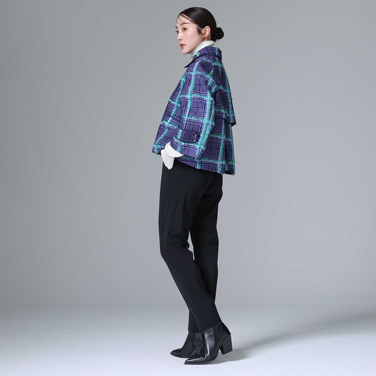 10月下旬~11月上旬お届け予定 F-JK-01 「Feather over plaid」Short blouson