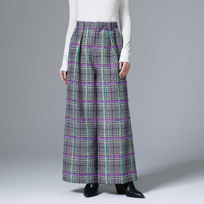 10月下旬~11月上旬お届け予定 F-PT-01 「Feather over plaid」Wide pants