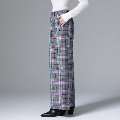 10月下旬~11月上旬お届け予定 F-PT-01 「Feather over plaid」Wide pants