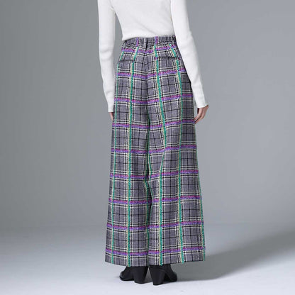 10月下旬~11月上旬お届け予定 F-PT-01 「Feather over plaid」Wide pants