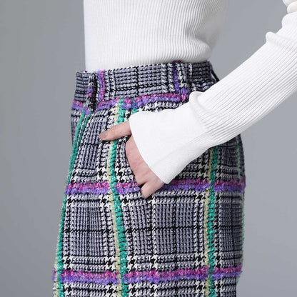 10月下旬~11月上旬お届け予定 F-PT-01 「Feather over plaid」Wide pants