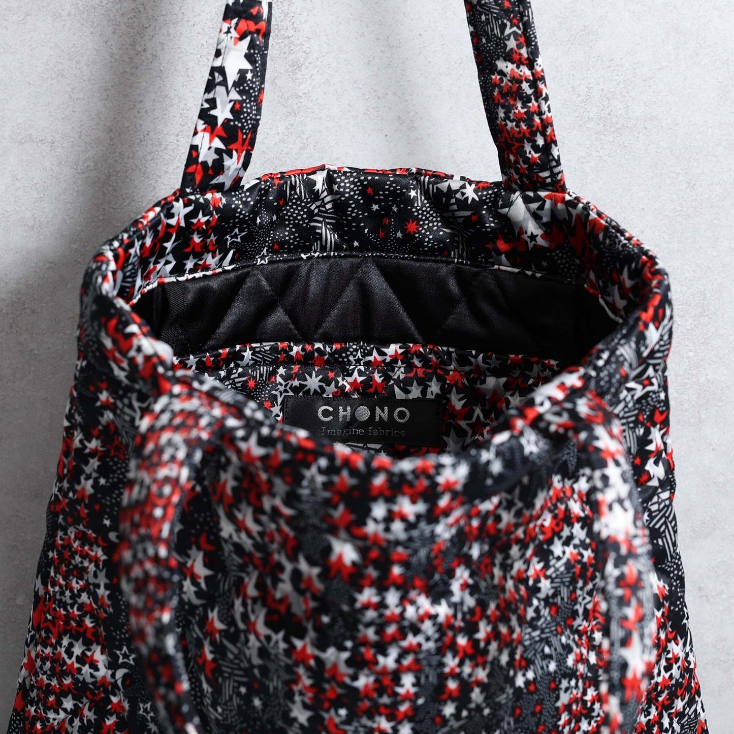 C-BG-12「fly me to the moon 」Quilt tote Bag DARK NAVY×RED