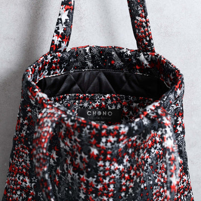 C-BG-12「fly me to the moon 」Quilt tote Bag DARK NAVY×RED