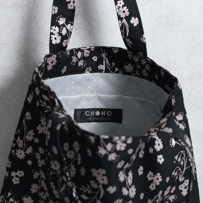 C-BG-19「frozen flower」Twill Tote Bag NAVY&BLACK