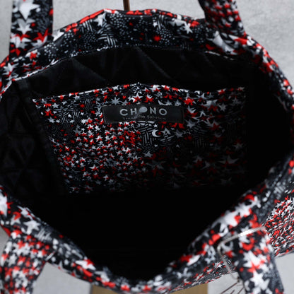 C-BG-12「fly me to the moon 」Quilt tote Bag DARK NAVY×RED