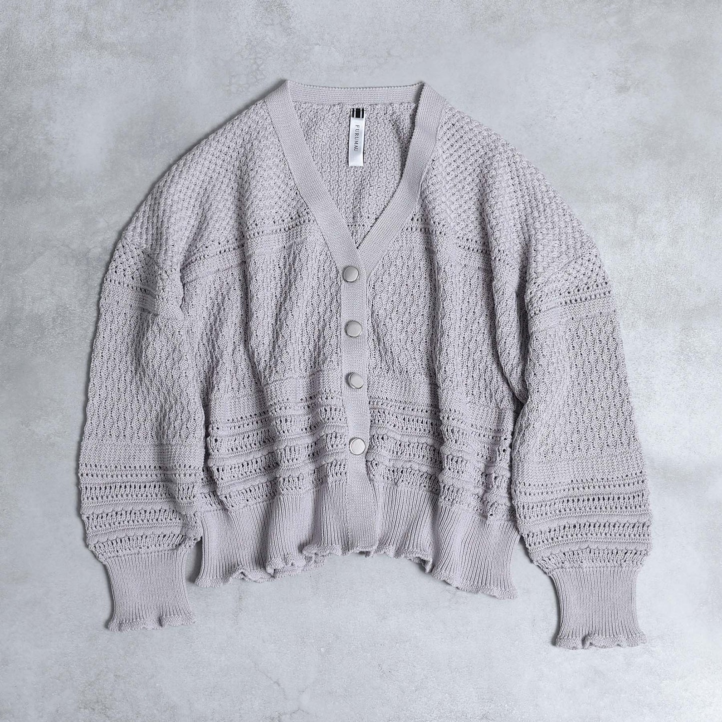 F-KN-04「Lace Mélange」V-neck cardigan L-GLAY