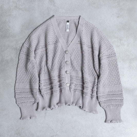 F-KN-04「Lace Mélange」V-neck cardigan L-GLAY