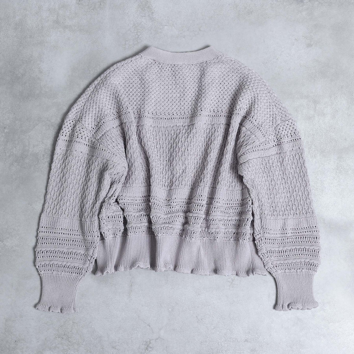 F-KN-04「Lace Mélange」V-neck cardigan L-GLAY