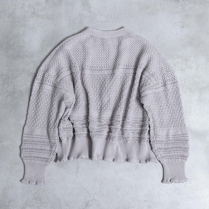 F-KN-04「Lace Mélange」V-neck cardigan L-GLAY