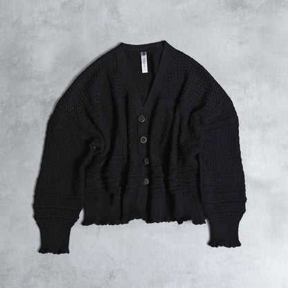 F-KN-04「Lace Mélange」V-neck cardigan BLACK