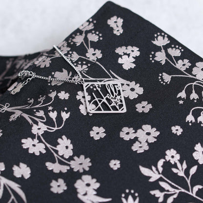 C-BG-19「frozen flower」Twill Tote Bag NAVY&BLACK
